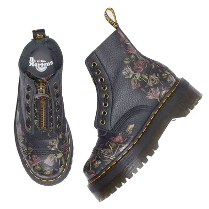 SINCLAIR DECAYED ROSES- Stivali in nappa lavorata marchio DR.MARTENS