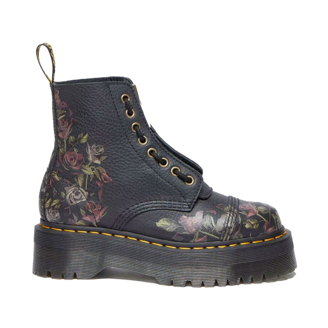 SINCLAIR DECAYED ROSES- Stivali in nappa lavorata marchio DR.MARTENS